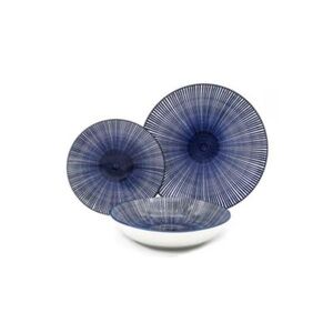 Godinger Silver Laura 12-Piece Porcelain Dinnerware Set – Blue Abstract NWT